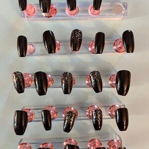 Black Glitter Press-On Nails